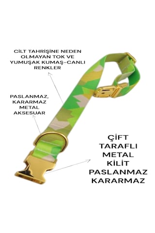 Caramelos Köpek Tasması-küçük Irk Ve Orta Irk İsimli Tasma 22 Nane Yeşili
