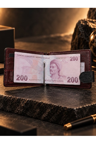 Grande 711 Hakiki Deri Menteşeli Para Bölmeli Erkek Mıknatıslı Kartlık/cüzdan SİYAH