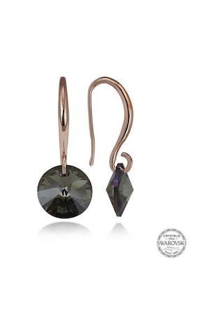 Swarovski Crystal Taşlı Gümüş Yeşil Taşlı Yuvarlak Sallantılı Kadın Küpe