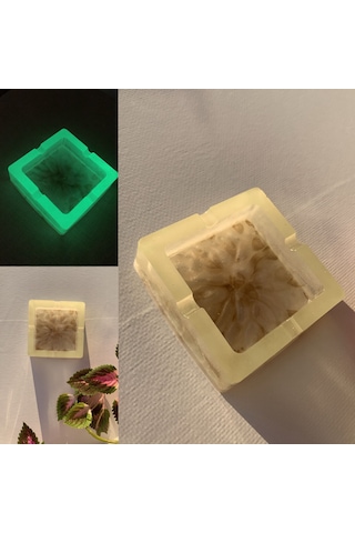 Fosforlu Neon Yeşili Sedefli Ve Gold Süslemeli Kare Şeklinde Küll