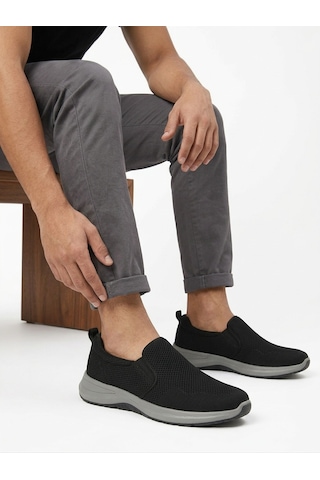Tarzbu Erkek Siyah Bağcıksız Spor Ayakkabı - Nefes Alabilen Fileli Slip-on Günlük Yürüyüş Ayakkabısı Tarzpoli92