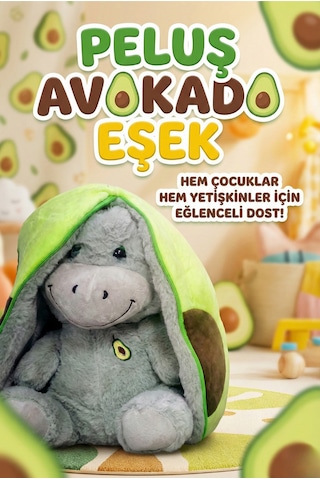 Yumuşacık Sevimli Fermuarlı Avokado Eşek Peluş Oyuncak 27 Cm Çok Renkli