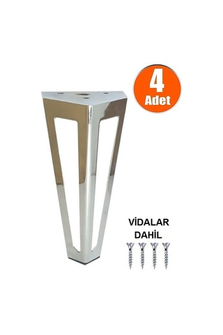 Mobaksaksesuar Neptün Dekoratif Metal Mobilya Ayak 14 Cm Krom 4 Adet