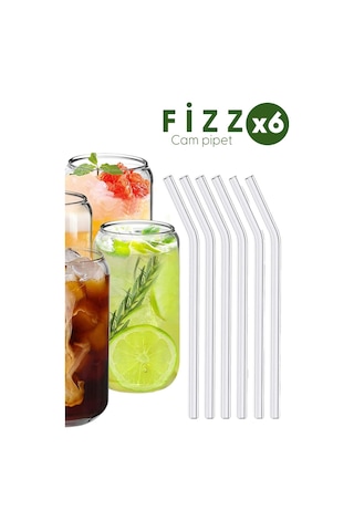 Fizz - 6'lı Borosilikat Cam Eğimli Pipet