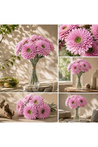 Yapay Çiçek Kasımpatı Buketi 49 Cm Lila