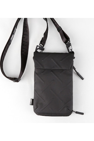 Skinarma Çapraz Vücut Çantası Sling Pouch Juno Cross-hatch Naylon Scout Boyun Askı Kayışlı Siyah