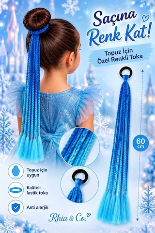 Afro Örgü Saç Tokası 60 Cm Mavi Ombreli Renkli Saç Aksesuarı Diğer