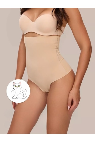 Mistirik Private Model Lazer Kesim Bel Basen Toparlayıcı Ince Yüksek Bel Slip Kaydırmaz Silikonlu Ten Renk Ten