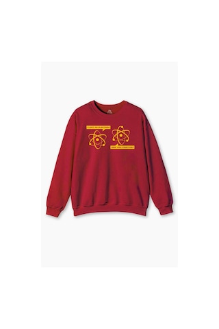 So Cool Kırmızı Sweatshirt I Lost An Electron Are You Positive Fizik Kimya Evrim Bilim Baskılı Sweat Kırmızı