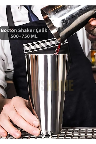 Jet's Home Boston Shaker Çelik Paslanmaz Çelik Kokteyl Shaker 500+750 Ml