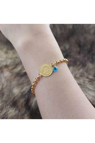 ALTINBEYI Doçlu Ata Çeyrek Altınlı Bileklik Sarı Altın