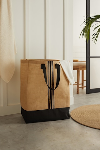 Ocean Home Textile Su Geçirmez Tabanlı Çizgili Jüt Çanta 40 x 25 x 55 CM