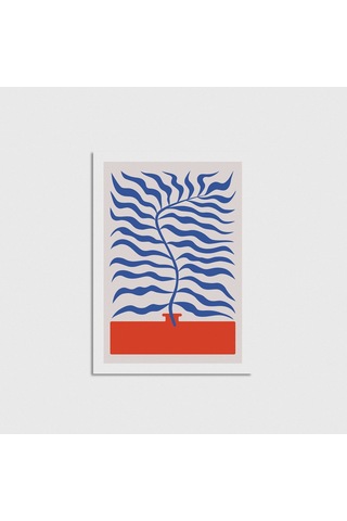 Mavi Yaprak Desen 2 Çerçevesiz Poster Duvar Dekorasyonu Pn11p219