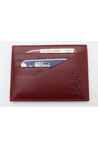 U.S. Polo Assn. Plcuz 8435 U.S.Polo Assn.Hakiki Deri Kartlık-Bordo