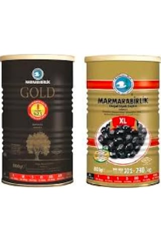 Marmarabirlik Gold XL Siyah Zeytin Teneke 800 G + Salamura 201-230 KB XL Siyah Zeytin Teneke 800 G