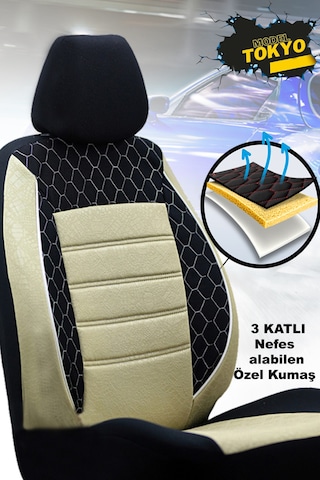 Nissan Vanette Uyumlu Bej Oto Koltuk Kılıfı Tam Takım Ön Arka Araç Koltuk Kılıfı Bej