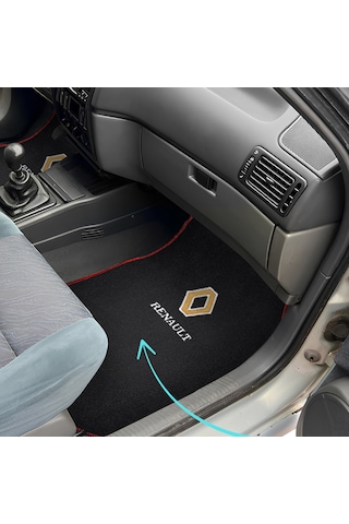 Renault 19 Europa Nakış Işlemeli Siyah Oto Halı Paspas