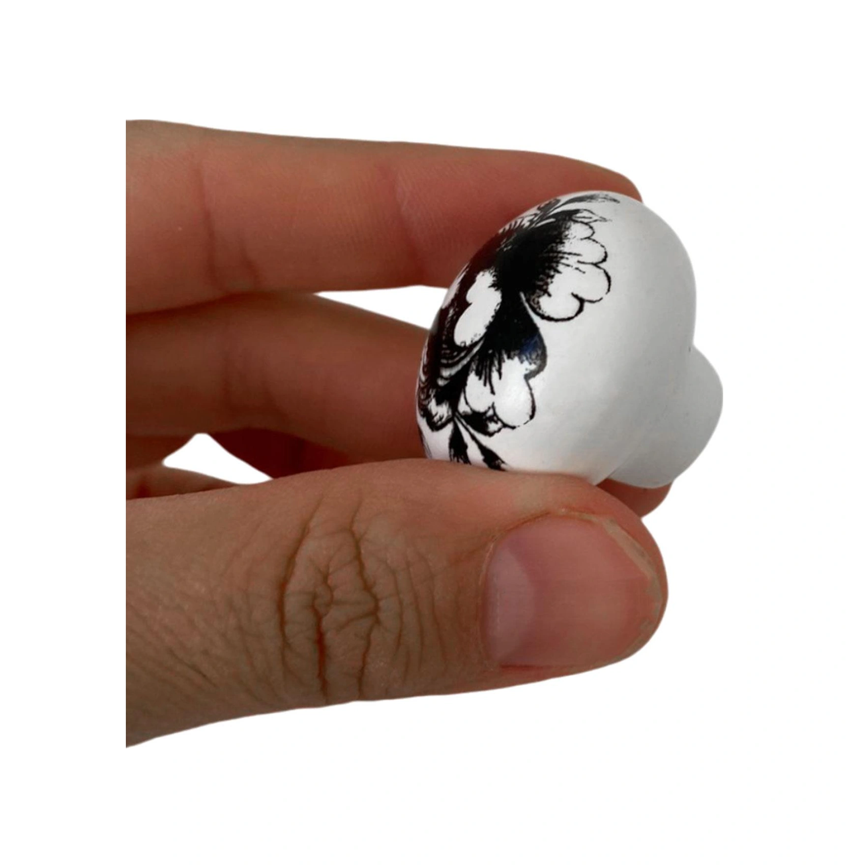 15 Adet Siyah Gül Desenli Beyaz Polimer Düğme Kulp Mantar Mobilya Mutfak Dolabı Çekmece Kulbu Kulpları