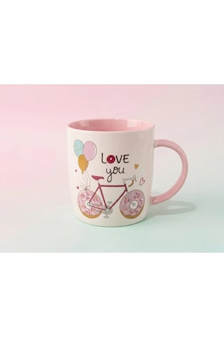 Donut Peluş Anahtarlıklı Kupa 360 Ml Pembe3