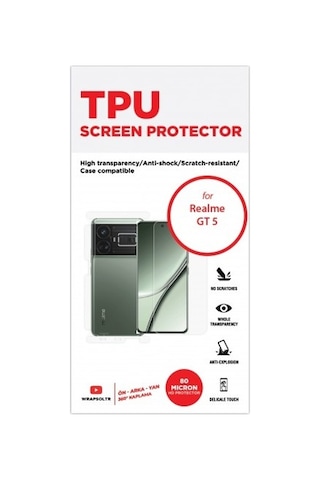 Realme Gt5 Ön, Arka Ve Yan 360 Derece Tam Kaplama Tpu Film