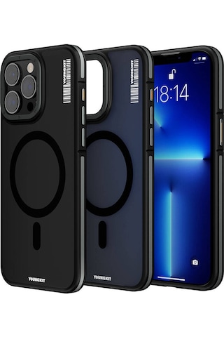 Apple Uyumlu iPhone 13 Pro Max Kılıf Magsafe Şarj Özellikli Youngkit Rock Sand Serisi Kapak Mavi