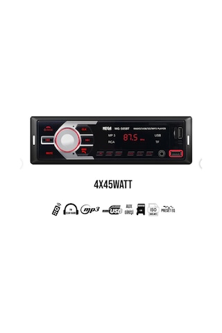 Mega Oto Teyp 4X45W Bt/Aux/Usb/Sd/Uk/Fm Şarjlı Usb Mega Mg-505Bt