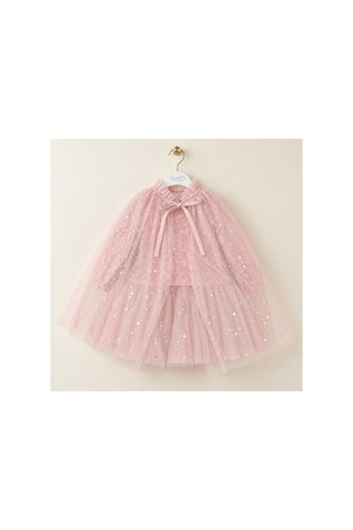 Ministok Shine Rose Pelerinli Kız Çocuk Özel Gün Elbisesi Pembe
