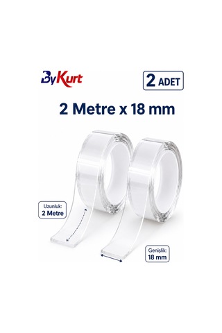 Sabitleme Bandı Seti Çift Taraflı Nano Bant Güçlü Yapışkanlı Montaj 2 Adet