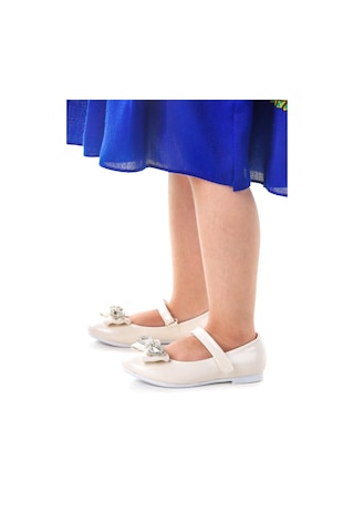 Kiko Kids Papyon Taşlı Cırtlı Kız Çocuk Babet Ayakkabı 254 Cilt Sedef 001