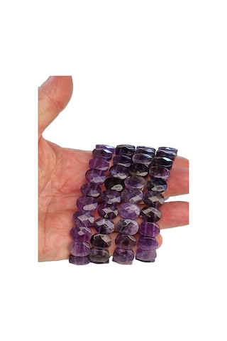 Faset Kesimli Ametist Bileklik 403-3 Koyu Mor