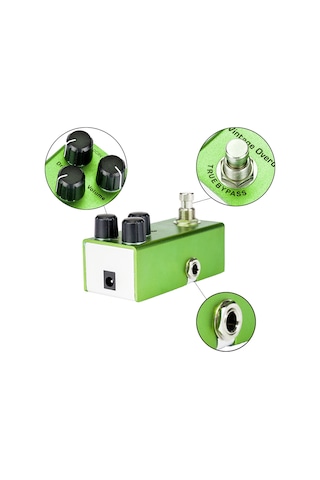 Xindoker Yeşil Gitar Overdrive Pedalı - Alüminyum Kasa, True Bypass, Drive-tone-volüm Ayarlı, Led Gösterge
