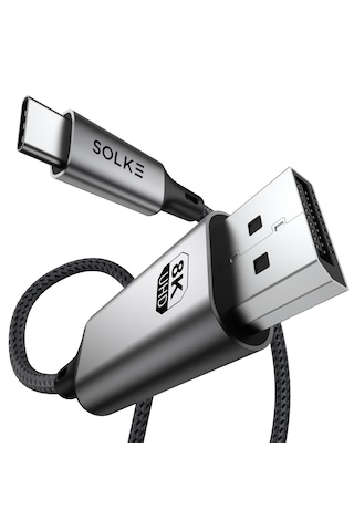 Solke Type C To Displayport 1.4 Kablo 8k 60hz / 4k 144hz Destekli Usb-c To Dp Monitör Kablosu 2 Metre 2 M