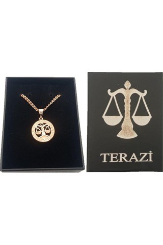 Saatcaddesi Pigado Astroloji Burçlar Kolye Rose Renk Özel Kutusunda Metal