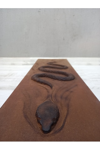 Kundalini Uyanışın Sembolü Oyma Ahşap Yılan Tablo 70x37