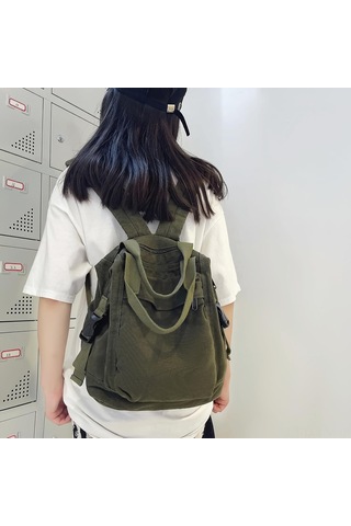 Maiyame Kadınlar İçin Suya Dayanıklı Kumaş Vintage Sırt Çantası - Asker Yeşili, Ayarlanabilir Kemer, Çoklu Cep, Günlük Kullanım/seyahat Yeşil