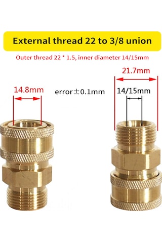 Geeroyoo Yüksek Basınçlı Yıkama Makinesi Hızlı Bağlantı Seti - Pirinç Malzeme, 8 Parça, 22 14/1/2 3/8 Dönüştürücü