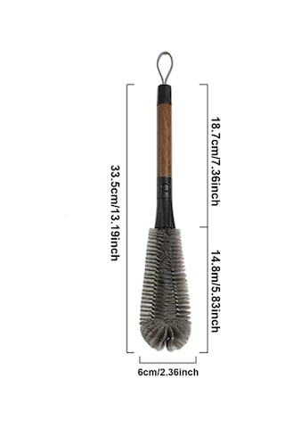 2'si 1 Arada Kavanoz Fırçası - Çıkarılabilir Pipet Fırçası - Ceviz Ağacı Desenli Sap