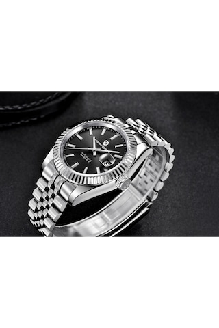 Pagani Design Pd-1645 Datejust Yeni Mekanik Erkek Kol Saati Otomatik Retro Saatler Erkek Su Geçirmez Çelik Saat Siyah - Gümüş