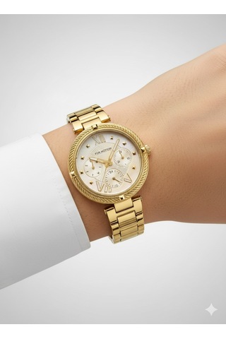 For Motion Kadın Kol Saati Altın Renk, Beyaz Kadran - Fm.13114fm.02, 2 Yıl Garantili Altın