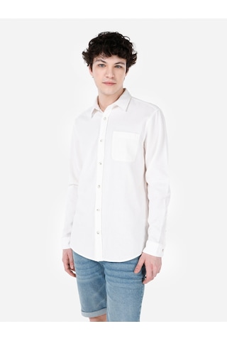 Colin's Colins Normal Kesim Shirt Yaka Cepli Beyaz Erkek Uzun Kol Gömlek Cl1069260 Cl1069260 Q1.v1 Ofw Beyaz