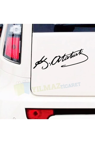 Kemal Atatürk Imza Oto Sticker Araba Etiket Araç Yapıştırma 2 Ad