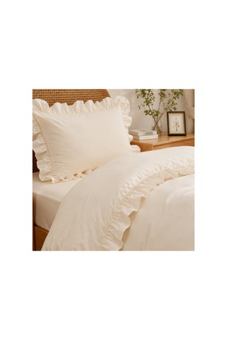 Fırfırlı Nevresim Takımı Classic Creme Tek Kişilik 2 Parça 160 X 220 Cm Ekru