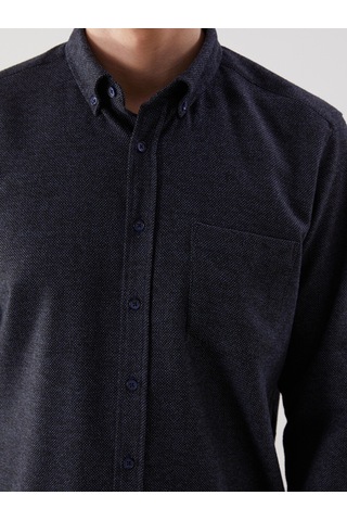 Lcwaıkıkı Classic Lacivert Regular Fit Armürlü Cepli Erkek Gömlek