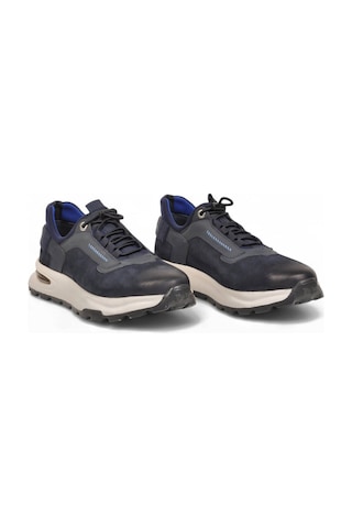 Komcero Kauçuk Tabanlı Bağcıklı Sneaker Lacivert Hakiki Deri Erkek Casual Ayakkabı Hz0730-f0056