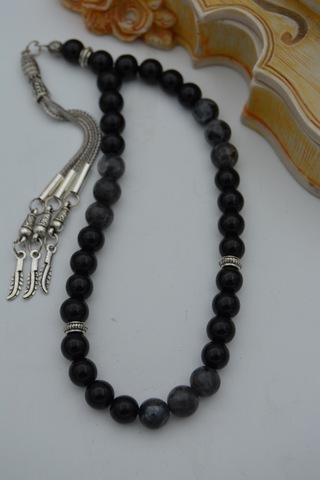 Stoneage Oniks ve Labradorit Taşlı Tespih