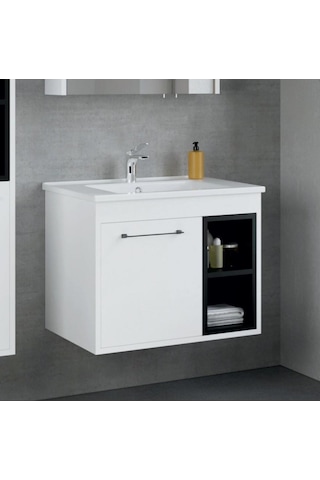 Denko Latte 65 Cm Mdf Beyaz Banyo Dolabı Takımı + Boy Dolabı Beyaz