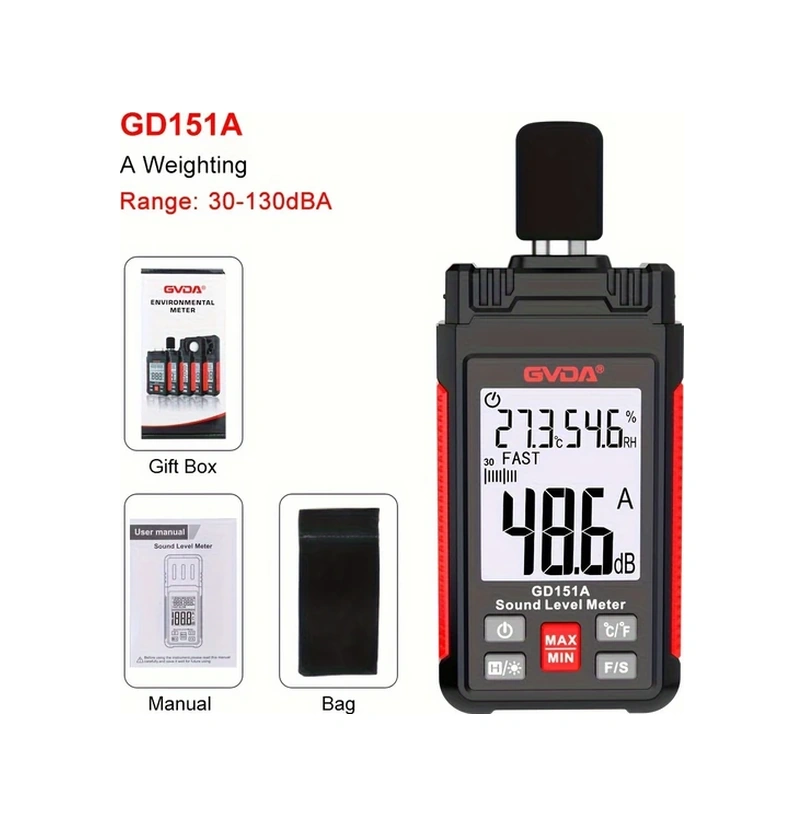 Willowhaven Gvda Taşınabilir Ses Seviye Ölçer Gd151a A Ağırlık 30 130db Gürültü Ölçüm Cihazı