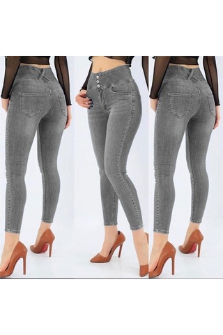 Veraura Lifestyle Yüksel Bel Likralı Kot Pantolon Gri