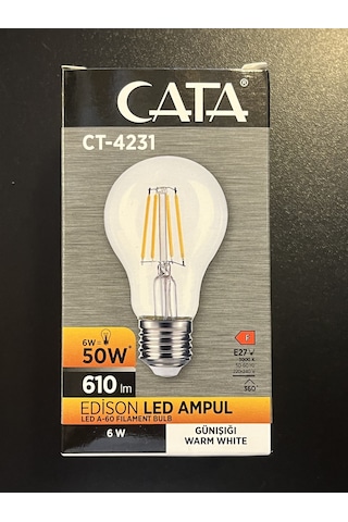 Cata Ct-4231 Edison Led Ampul 6w Günışığı - 3 Lü Paket
