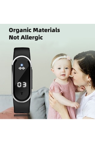 Symbee Siyah Ultrasonik Uyku/ Bahçe/ İç Mekan Modlu Uçucu Kovucu Bileklik - Saat Ve Adım Sayımı Özellikli, Çocuk & Yetişkin İçin Dış Mekan Koruyucu